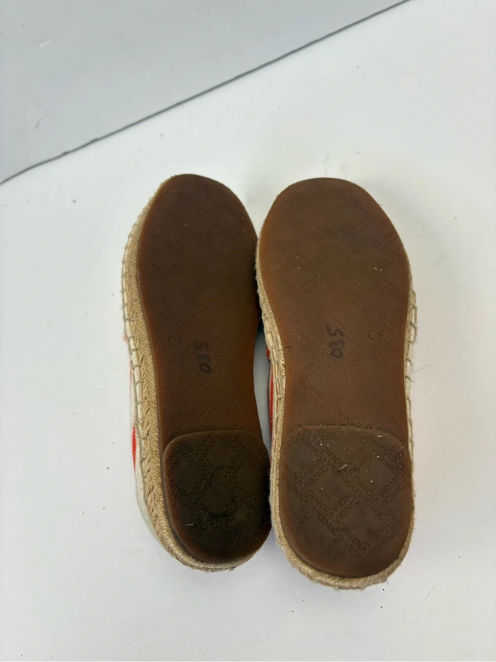 Vionic Valeri Orange White Striped Espadrille Slip-on Shoes Women’s Size 5